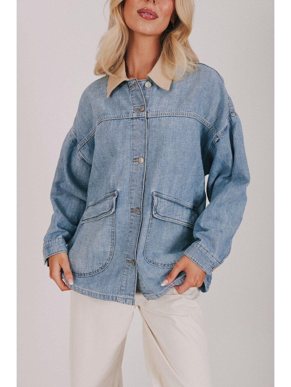 NEW, Free People LEMON DENIM JACKET in Berry Blue Sz M #T4118